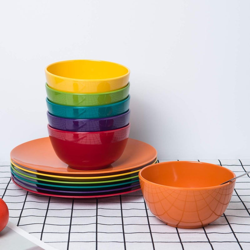 KX-WARE Melamine Plates, 10.5-inch Dinner Plates set of 6 Multicolor, 100% Melamine Dishwasher Safe BPA Free - Image 5